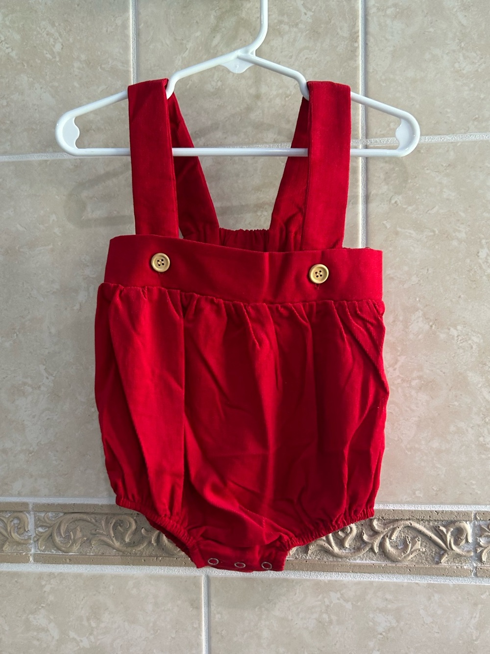 Jellybean by smock Candy red corduroy suspended bubble NWT